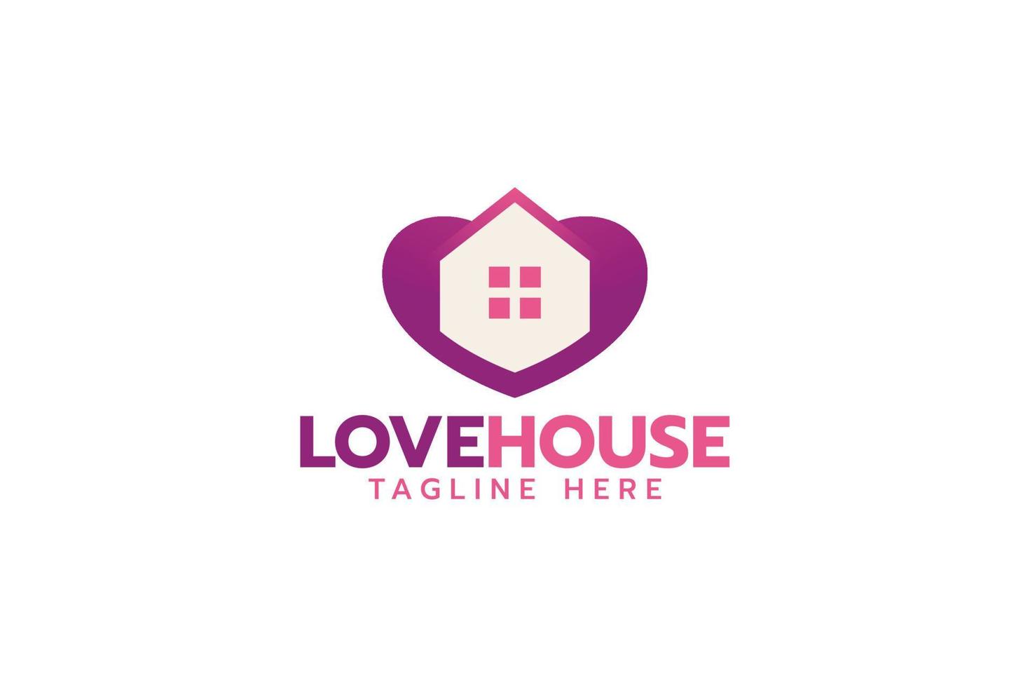 love house logo with a combination of a heart and house vector