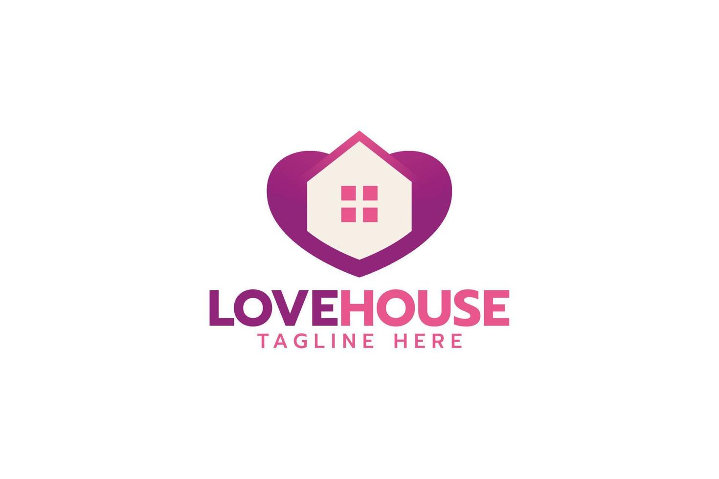 love house logo with a combination of a heart and house vector