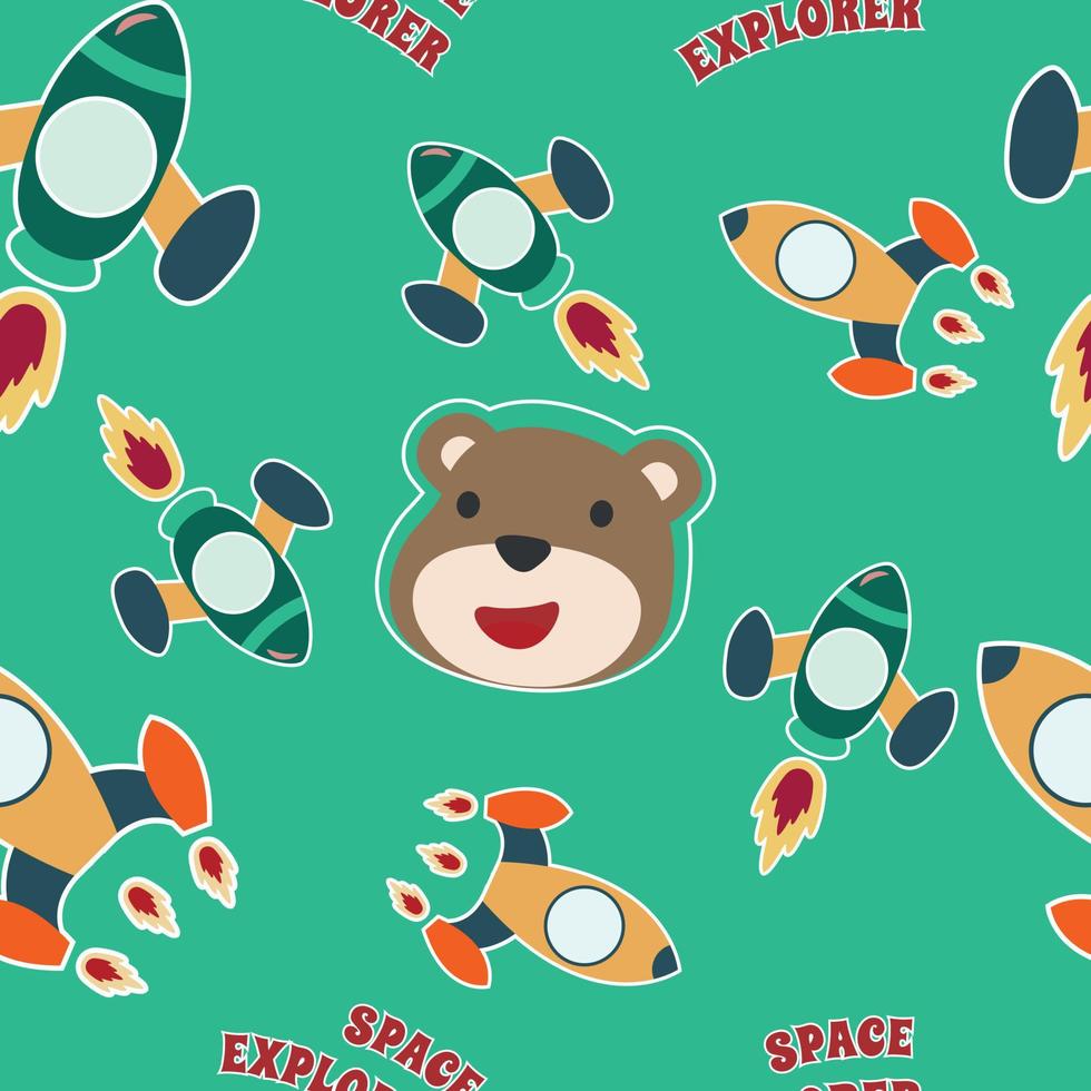 Seamless pattern texture with cute little astronaut with cartoon style Creative vector childish background for fabric textile nursery background baby clothes poster wrapping paper and other decoration