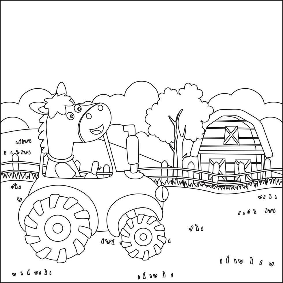 Vector illustration of heavy tool with cute animal Creative vector Childish design for kids activity colouring book or page.