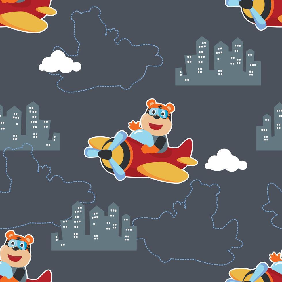 Seamless pattern vector of cute little airplane cartoon hand drawn vector illustration. For fabric textile, nursery, baby clothes, background, textile, wrapping paper and other decoration.