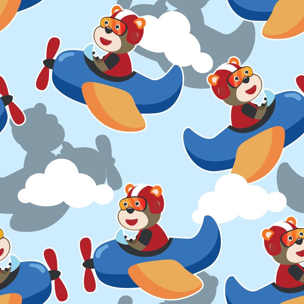 Seamless pattern vector of cute little airplane cartoon hand drawn vector illustration. For fabric textile, nursery, baby clothes, background, textile, wrapping paper and other decoration.