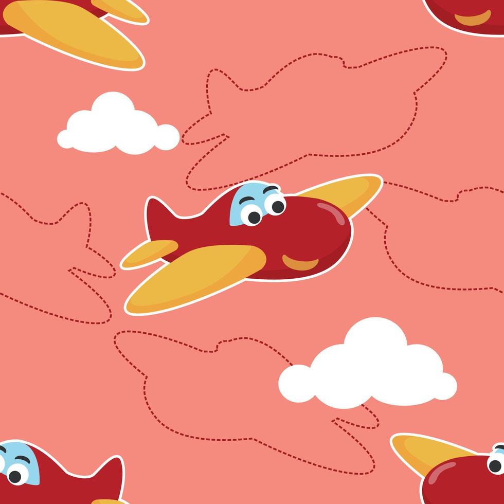 Seamless pattern vector of cute little airplane cartoon hand drawn vector illustration. For fabric textile, nursery, baby clothes, background, textile, wrapping paper and other decoration.