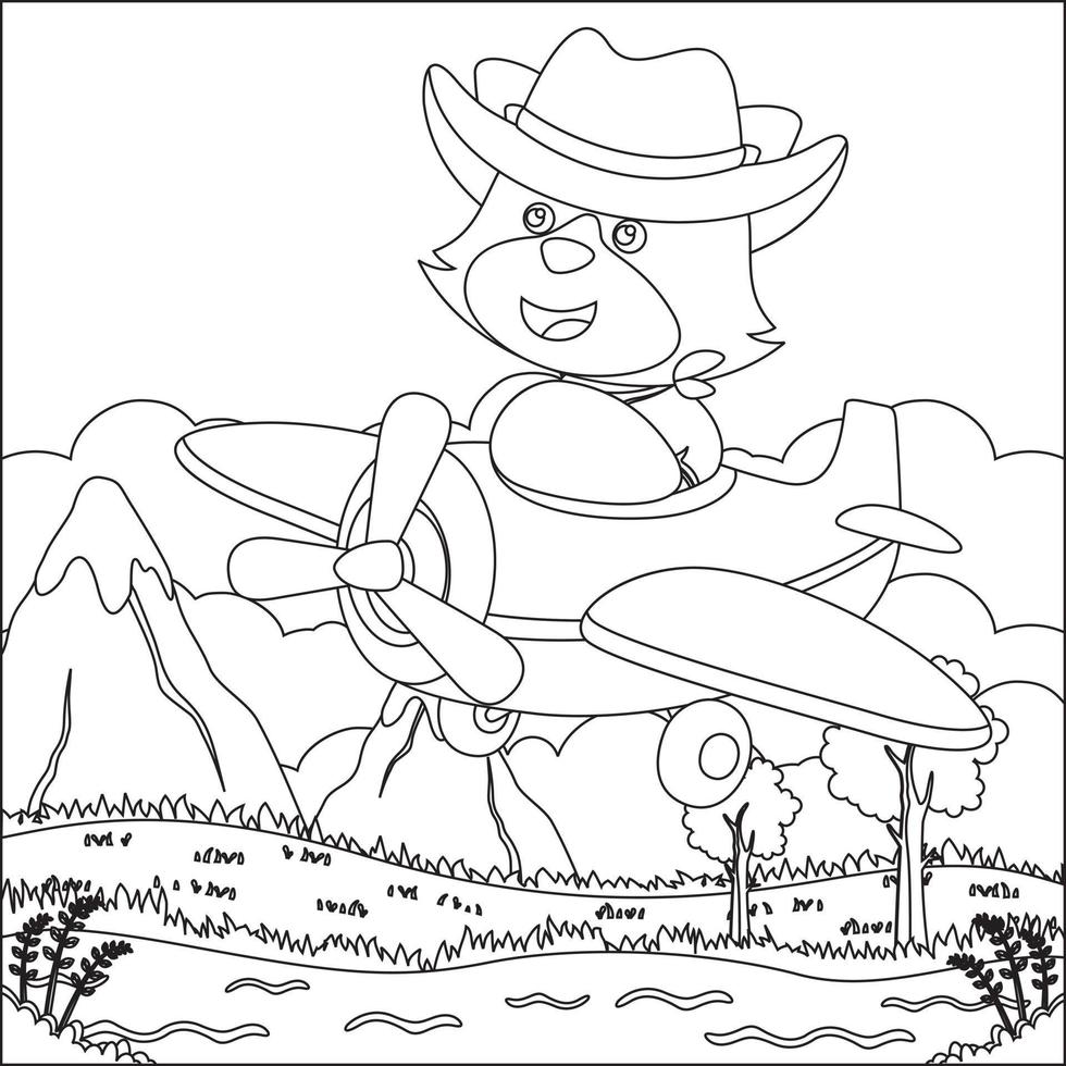 linda pequeño animal volador en avión, dibujos animados mano dibujado vector ilustración. dibujos animados aislado vector ilustración, creativo vector infantil diseño para niños actividad colorante libro o página.