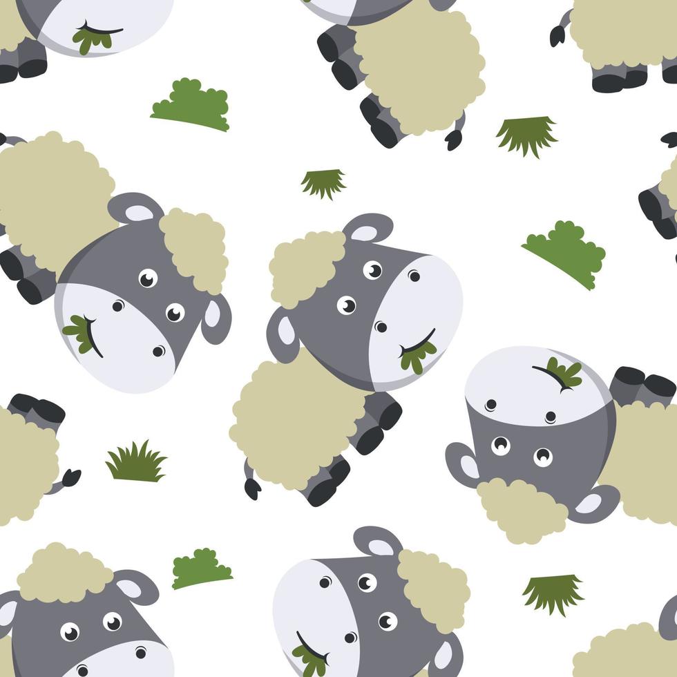 Seamless pattern of cute animal in the jungle. Creative vector childish background for fabric, textile, nursery wallpaper, poster, card, brochure. and other decoration.