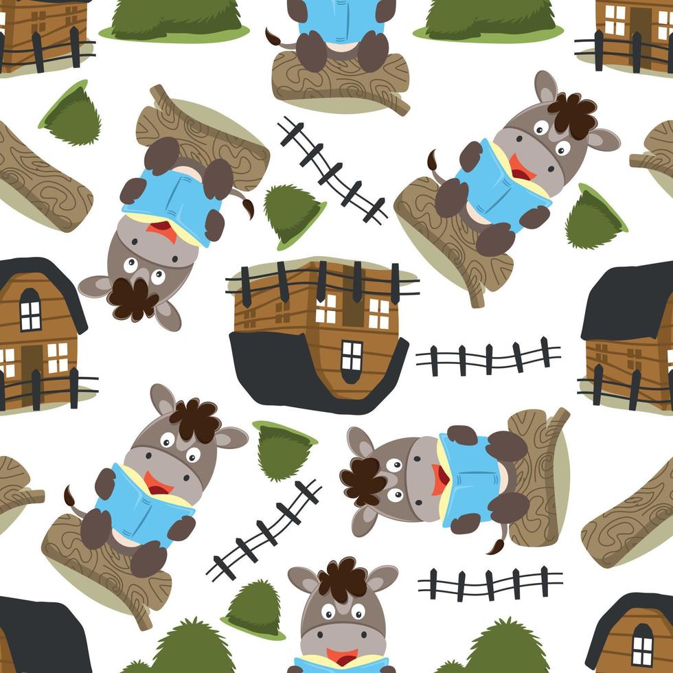 Seamless pattern of cute animal in the jungle. Creative vector childish background for fabric, textile, nursery wallpaper, poster, card, brochure. and other decoration.