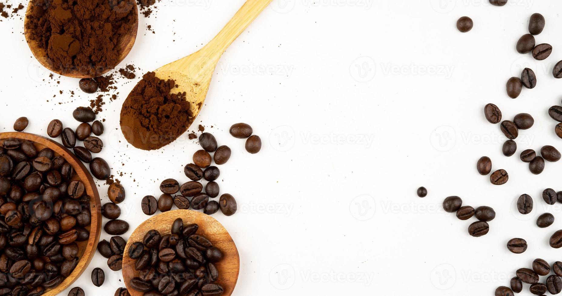 Roasted coffee beans composition for background and copy space photo