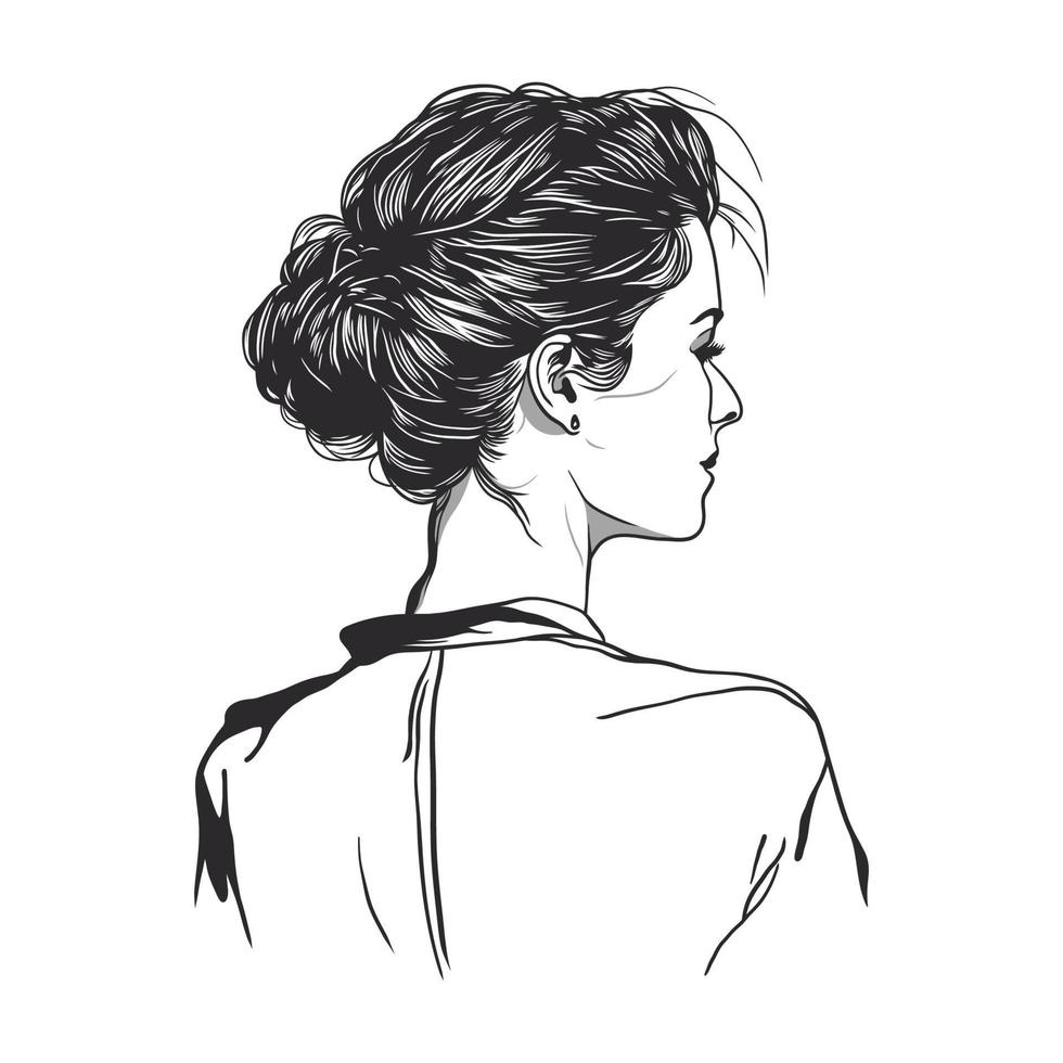 Female figure with messy bun hair vector