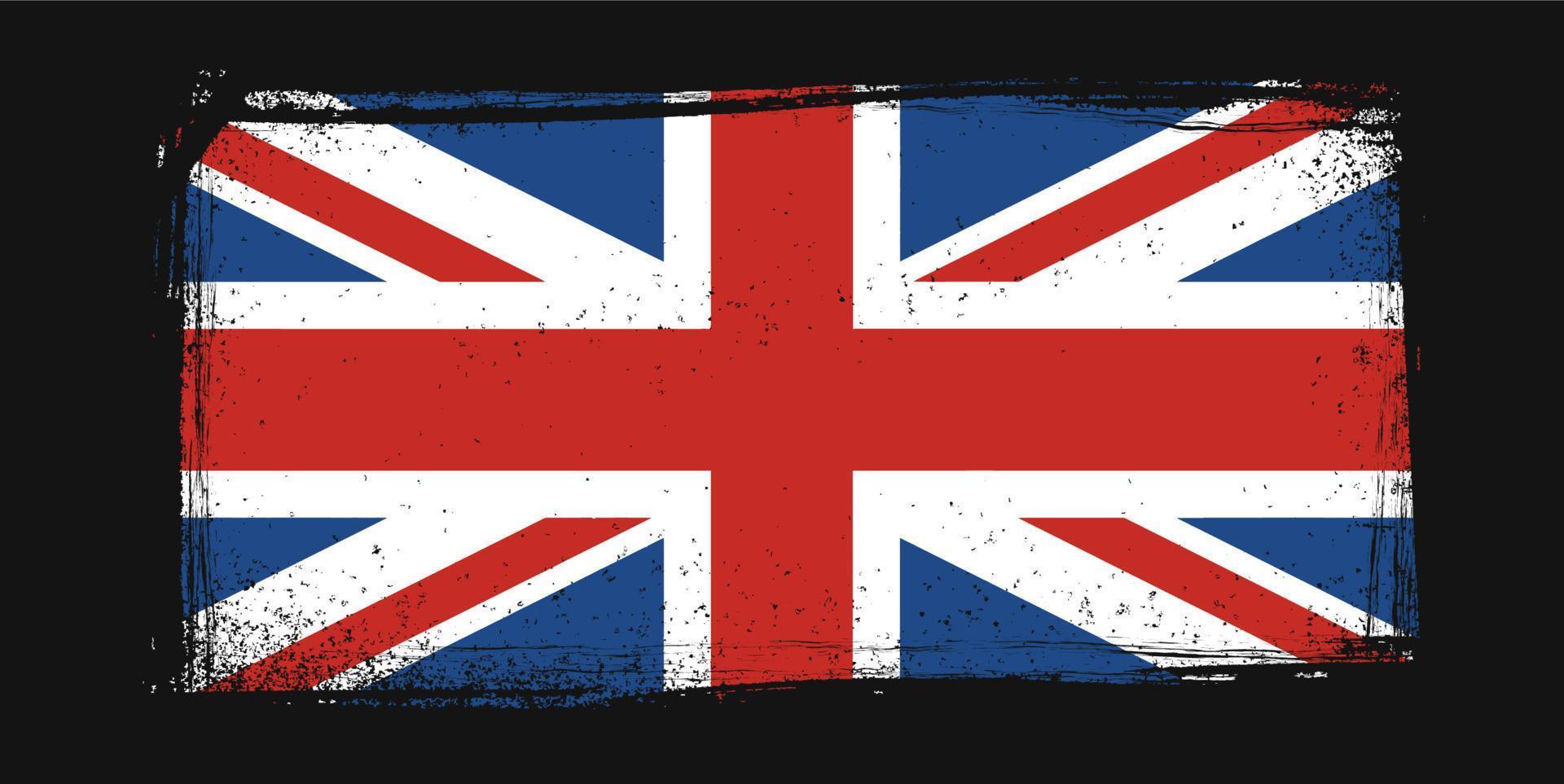 Grungy United Kingdom flag on black background vector