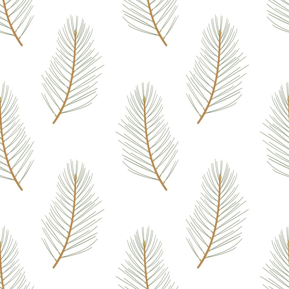 Pine, coniferous branches are beautifully arranged in a seamless pattern. Winter festival background. Fancy wallpaper. Fir tree branch backdrop vector