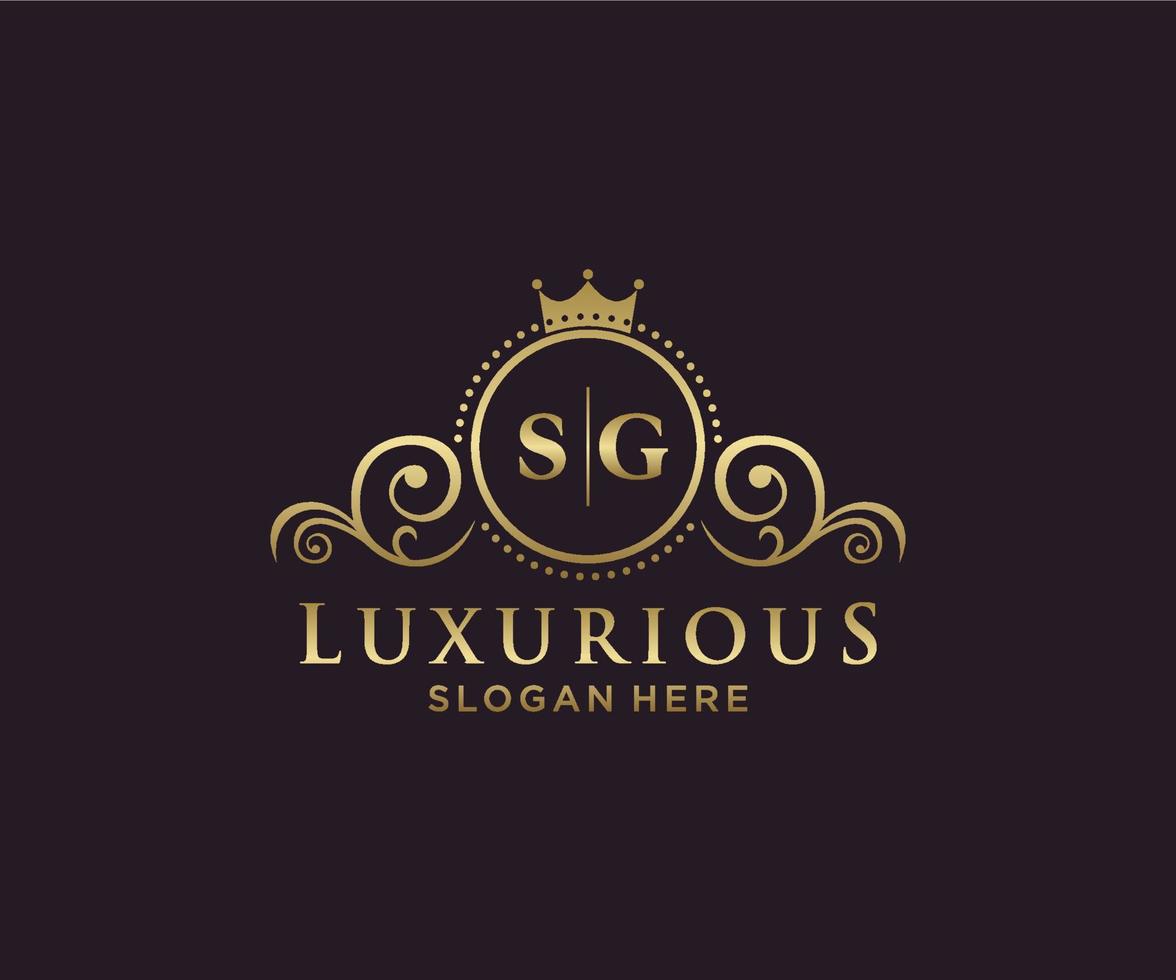 Initial SG Letter Royal Luxury Logo template in vector art for Restaurant, Royalty, Boutique, Cafe, Hotel, Heraldic, Jewelry, Fashion and other vector illustration.