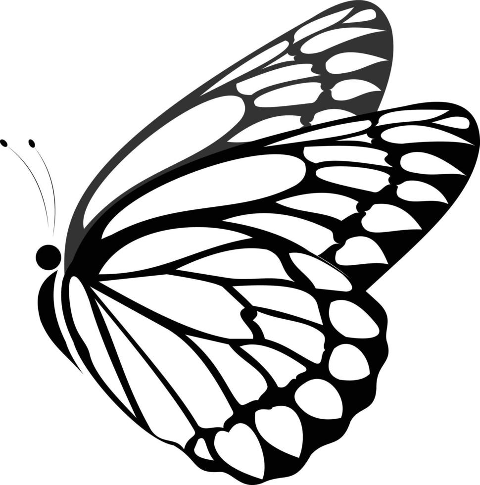 digital dibujo de un mariposa en negro color, adecuado para decoración, patrones, o íconos vector
