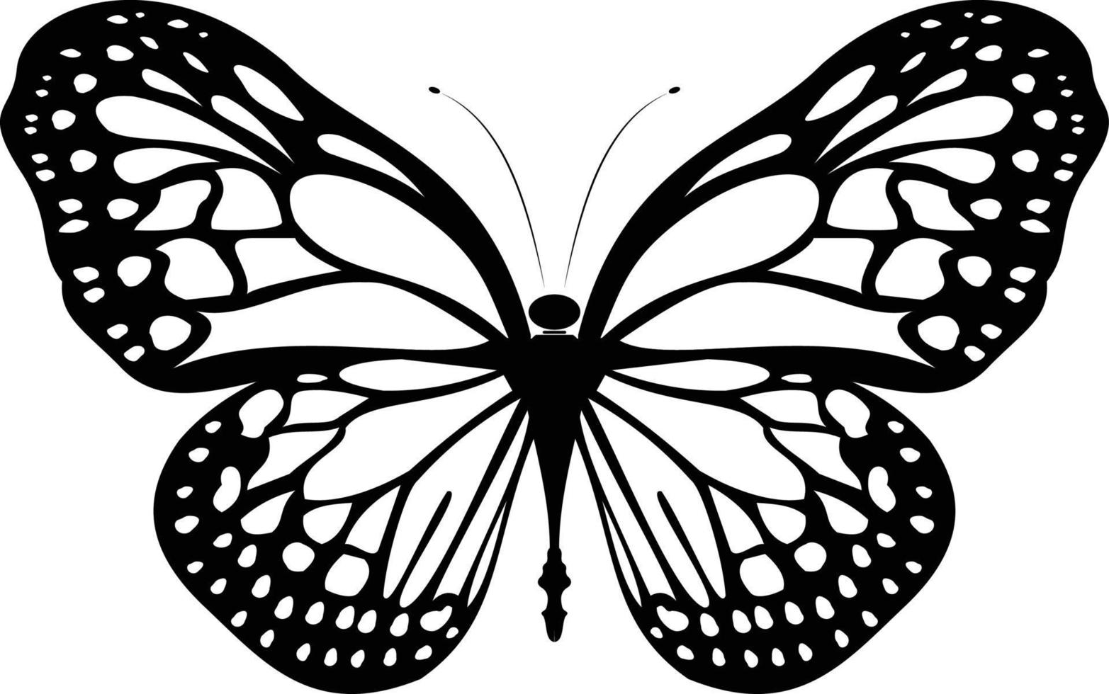 Digital drawing of a butterfly with black  wings vector