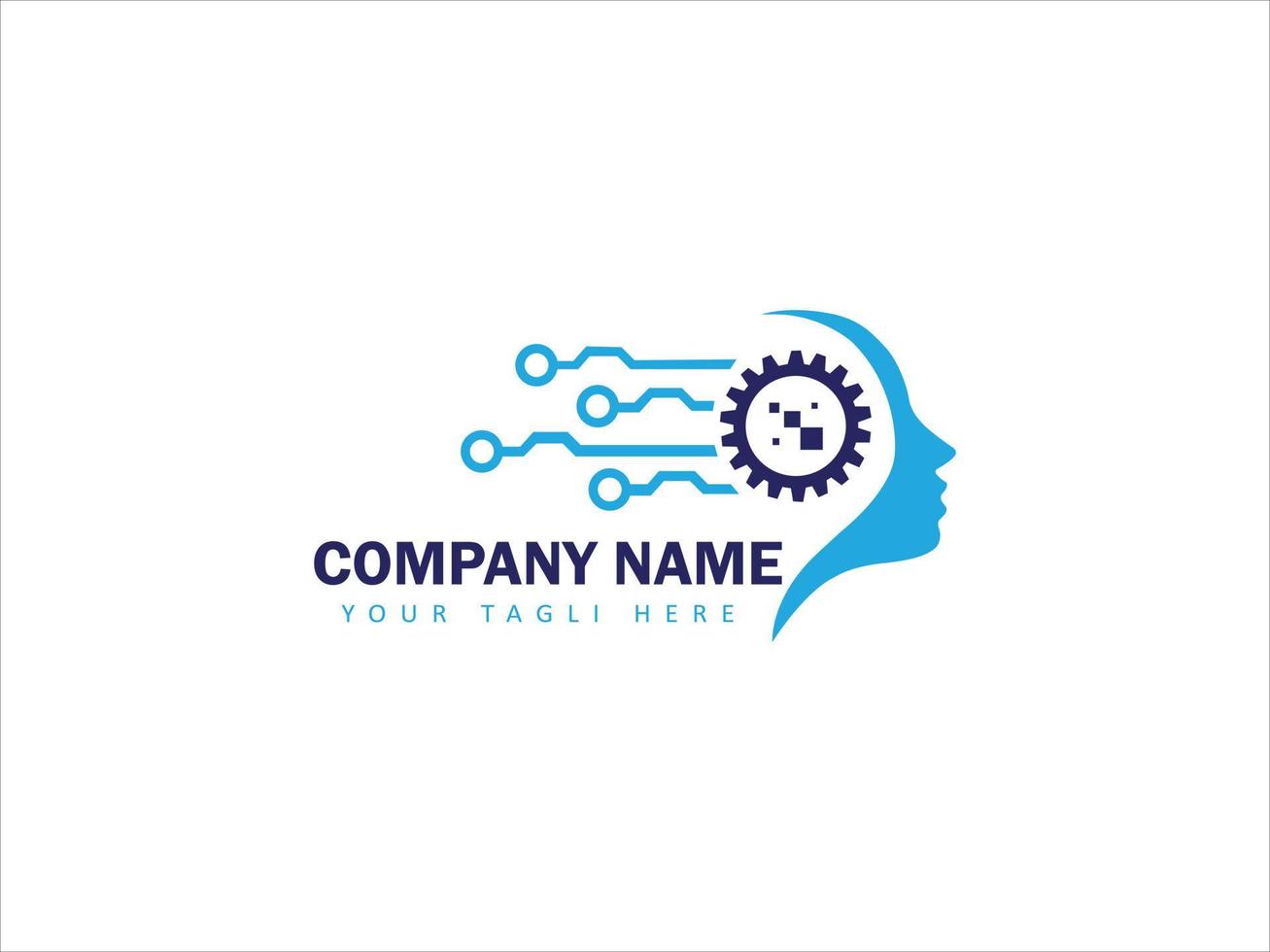 Brain technology logo design vector