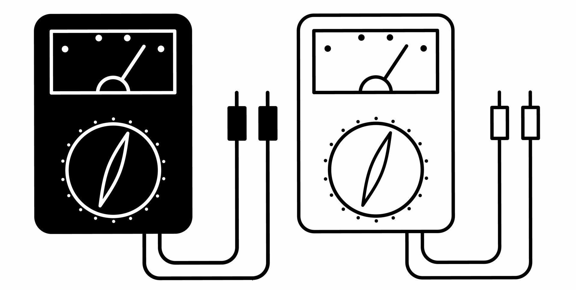 outline silhouette multimeter icon set isolated on white background vector