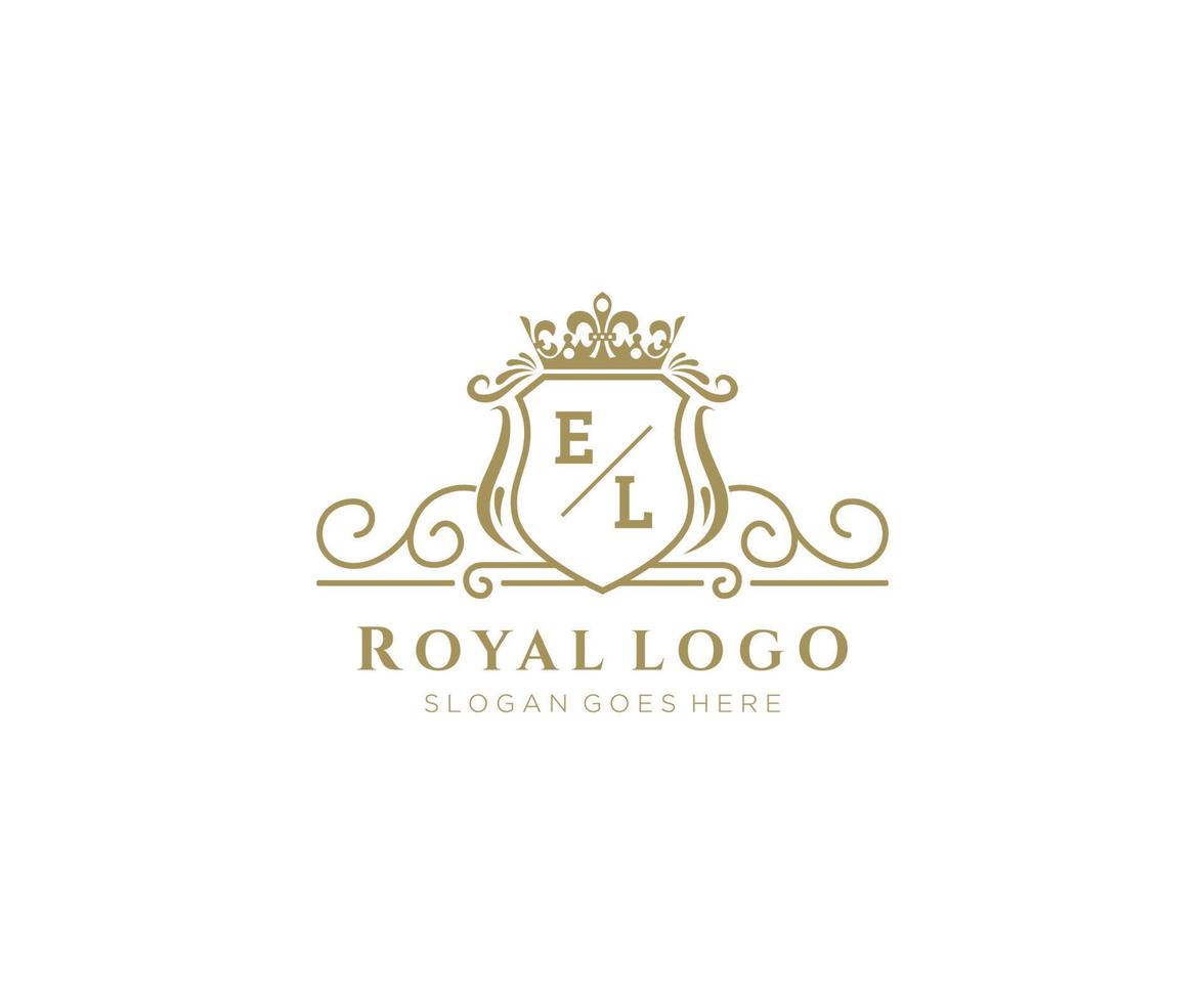 Initial EL Letter Luxurious Brand Logo Template, for Restaurant, Royalty, Boutique, Cafe, Hotel, Heraldic, Jewelry, Fashion and other vector illustration.