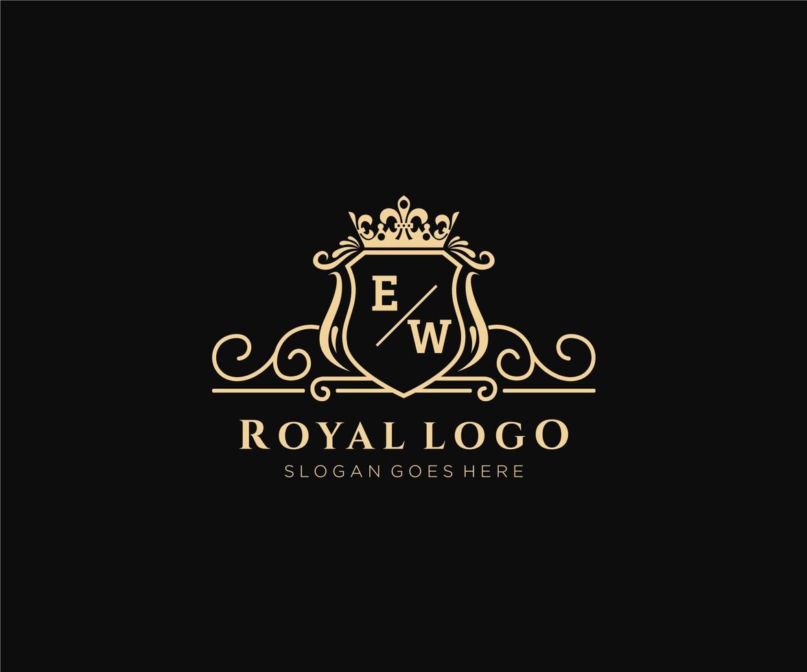 Initial EW Letter Luxurious Brand Logo Template, for Restaurant, Royalty, Boutique, Cafe, Hotel, Heraldic, Jewelry, Fashion and other vector illustration.