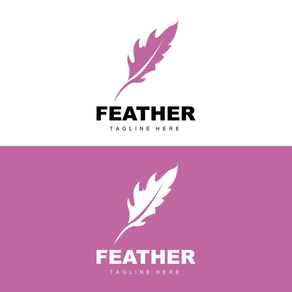 Feather Logo, Abstract Simple Feather Design, Wing Feather Vector, Pencil Stationery, Simple Icon vector
