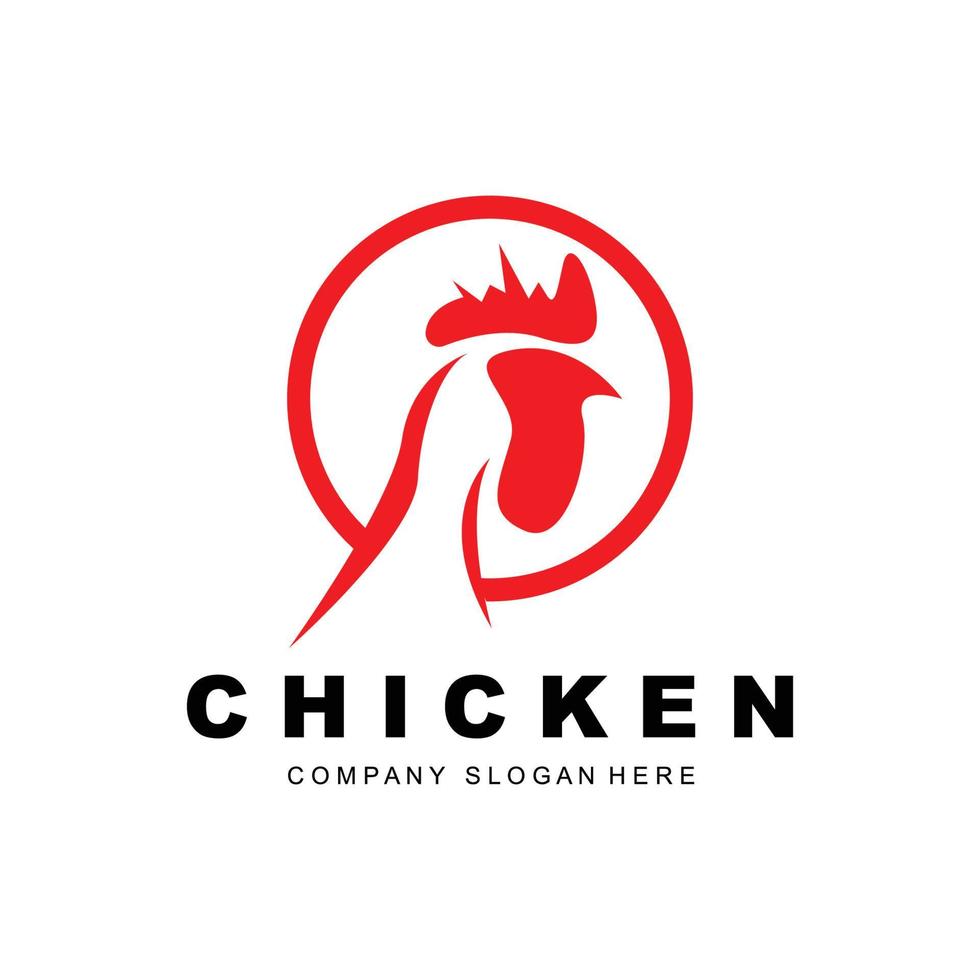 logotipo de pollo, vector de animales de granja, diseño para granja de pollos, restaurante de pollo frito, cafetería