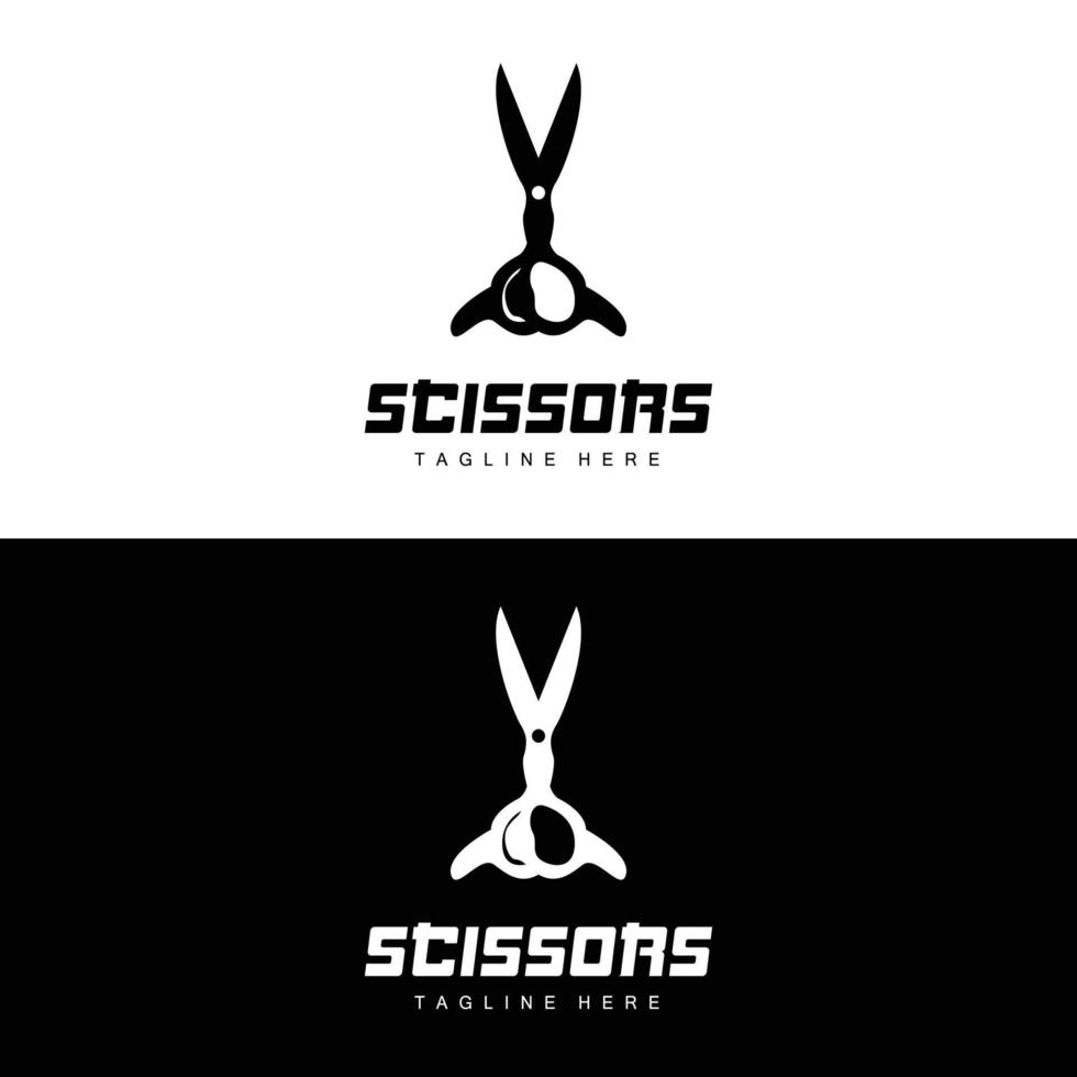 Scissors Logo, Cutting Tools Vector, Barbershop Razor Scissors Simple Design, Illustration Template Icon vector