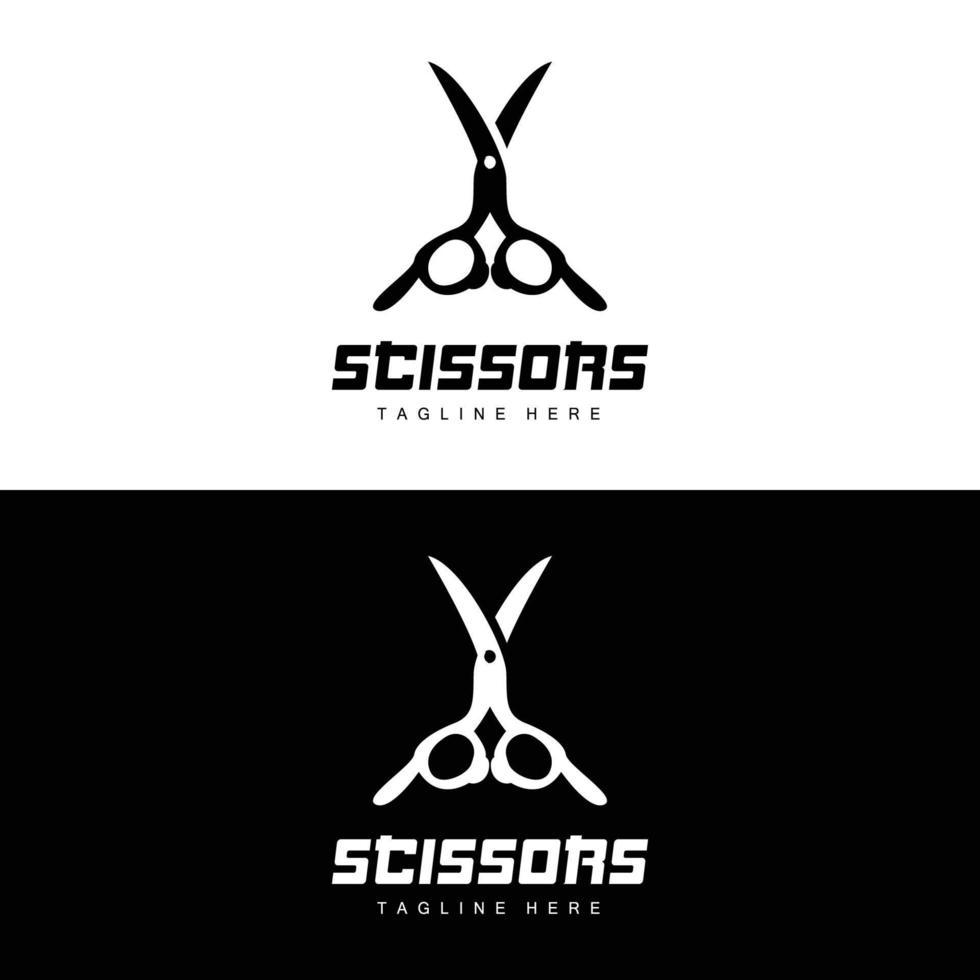 Scissors Logo, Cutting Tools Vector, Barbershop Razor Scissors Simple Design, Illustration Template Icon vector