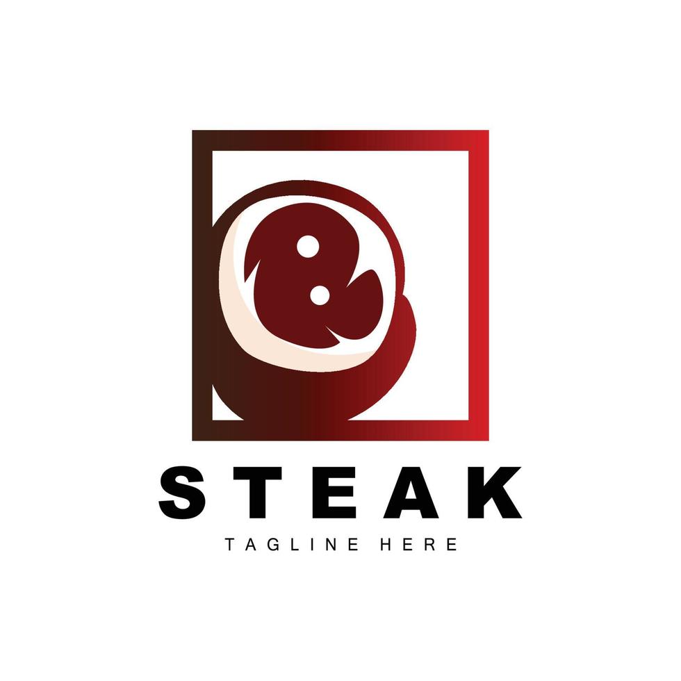 Beef Logo, Meat Steak Vector, Grill Cuisine Design, Steak Restaurant Brand Template Icon vector