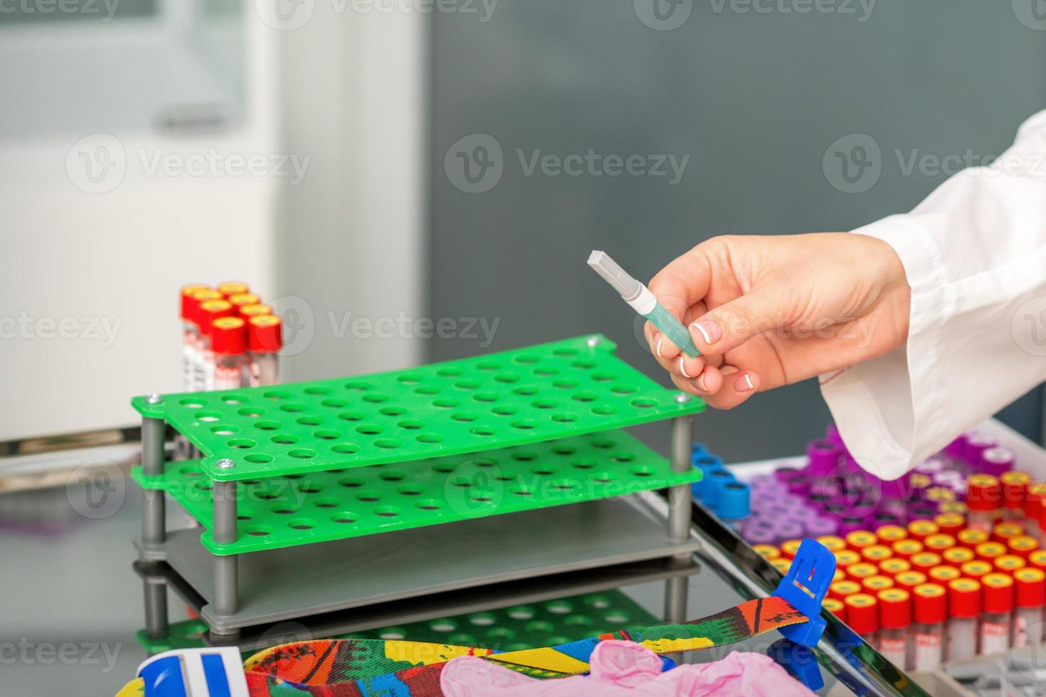 Prepare tools for blood sampling photo