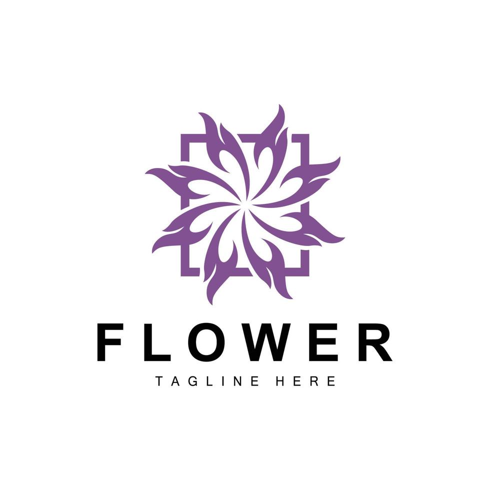 Flower Logo, Flower Garden Design With Simple Style Vector Product Brand, Beauty Care, Natural