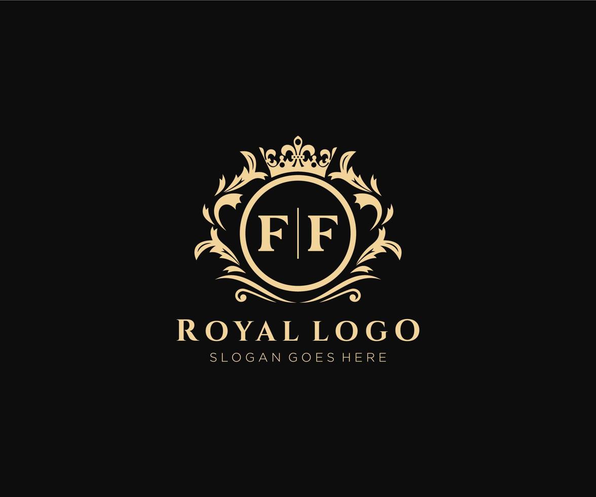 Initial FF Letter Luxurious Brand Logo Template, for Restaurant, Royalty, Boutique, Cafe, Hotel, Heraldic, Jewelry, Fashion and other vector illustration.