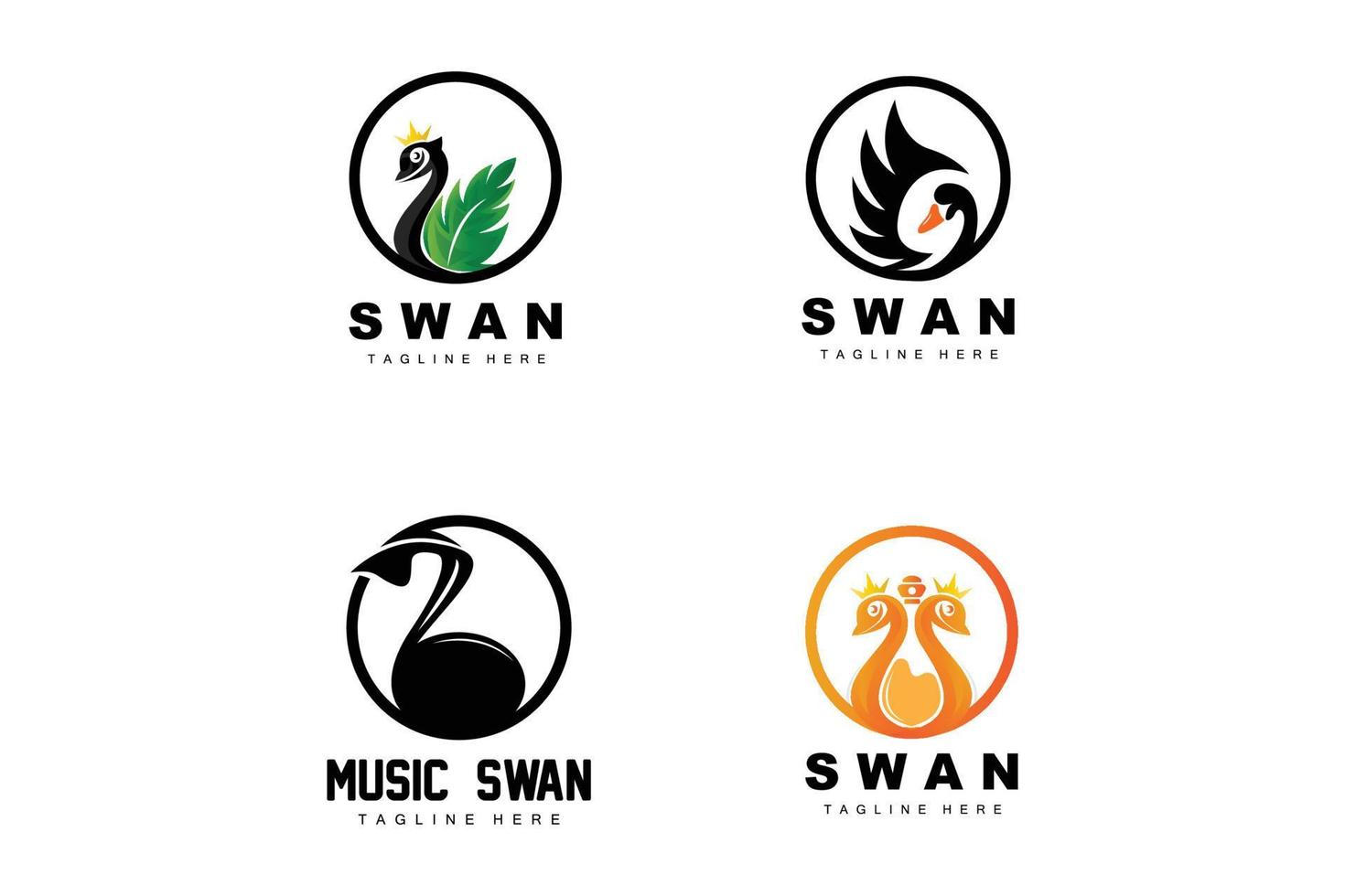 Swan Logo Design, Duck Animal Illustration, Company Brand Template Vector