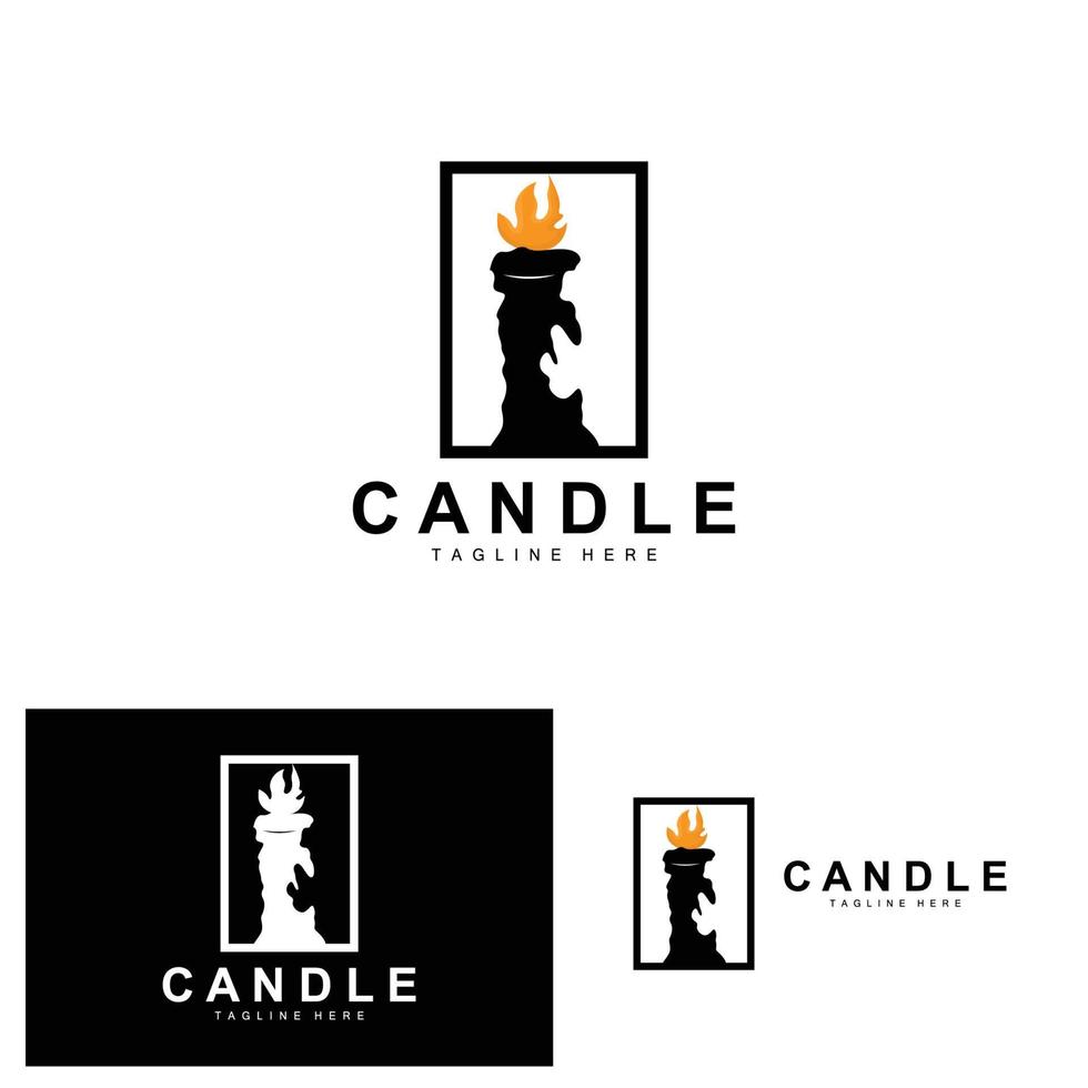 Candle Logo, Flame Lighting Design, Burning luxury Vector, Illustration Template Icon vector