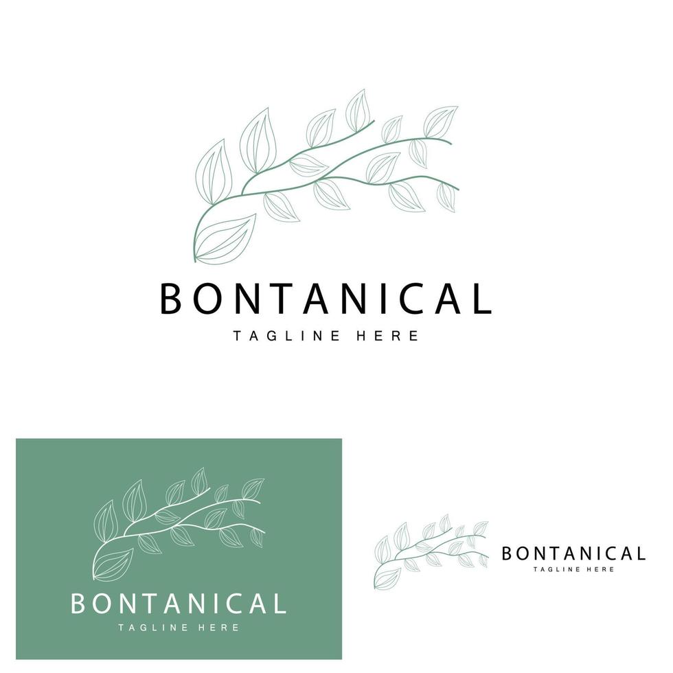 botánico logo, naturaleza planta diseño, flor planta icono vector con línea modelo