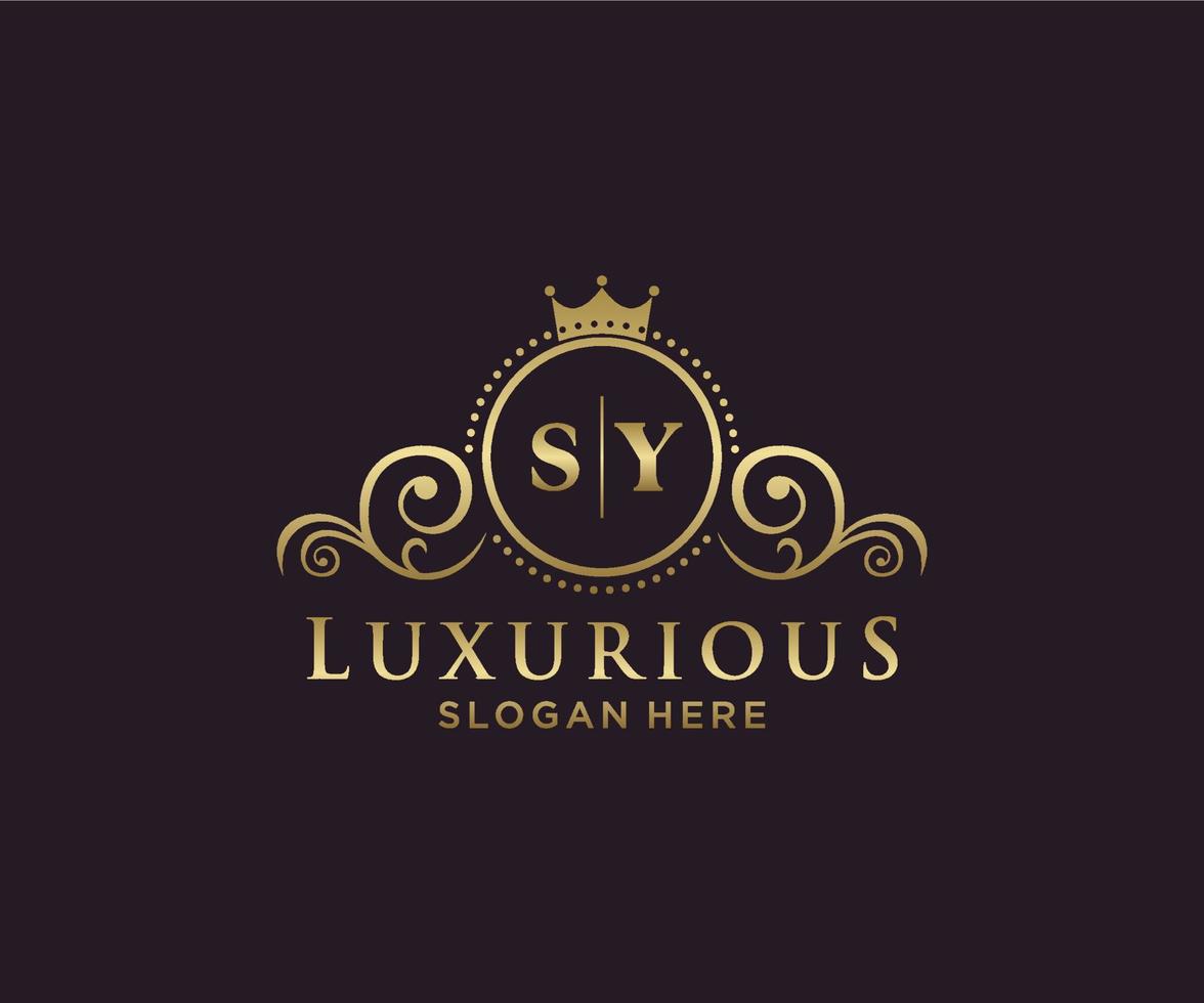 Initial SY Letter Royal Luxury Logo template in vector art for Restaurant, Royalty, Boutique, Cafe, Hotel, Heraldic, Jewelry, Fashion and other vector illustration.