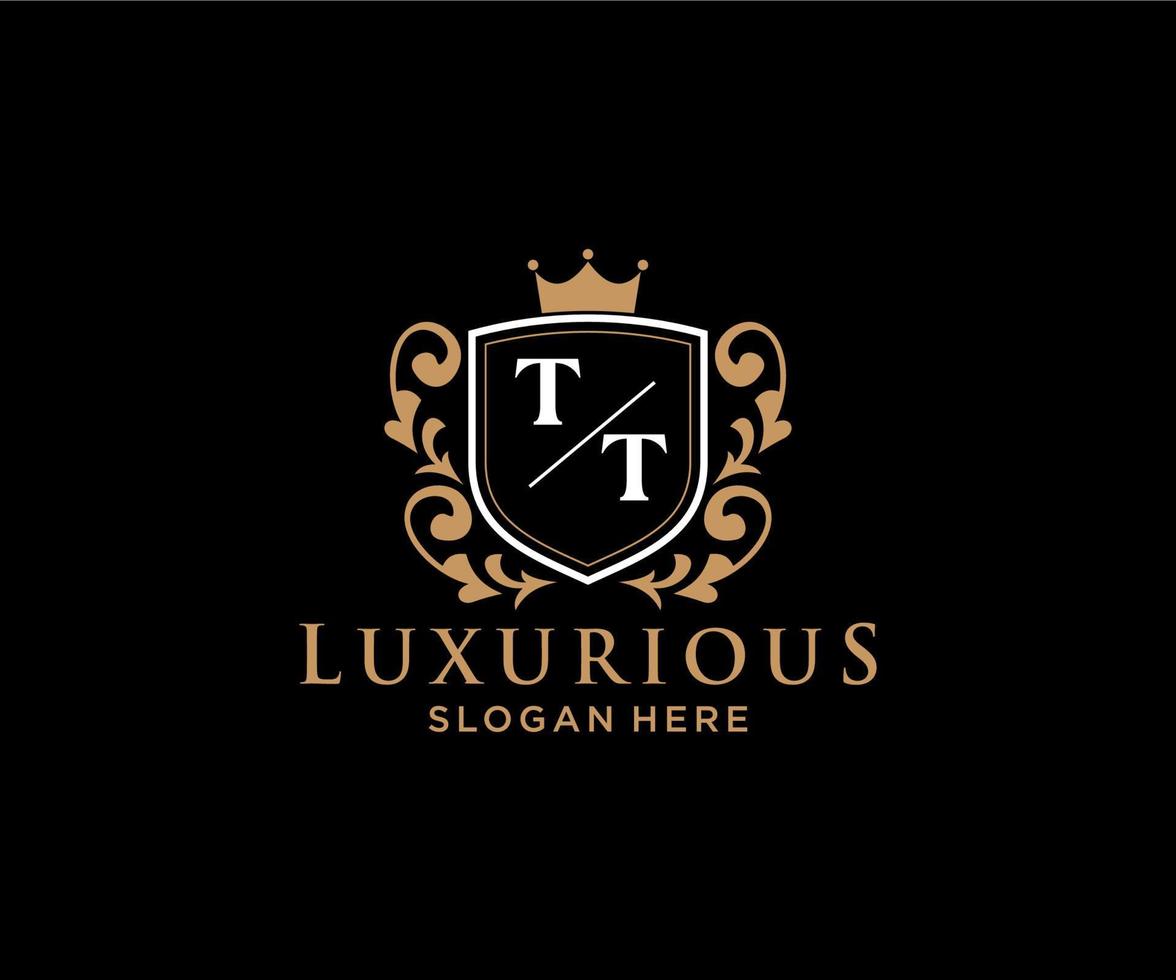Initial TT Letter Royal Luxury Logo template in vector art for Restaurant, Royalty, Boutique, Cafe, Hotel, Heraldic, Jewelry, Fashion and other vector illustration.