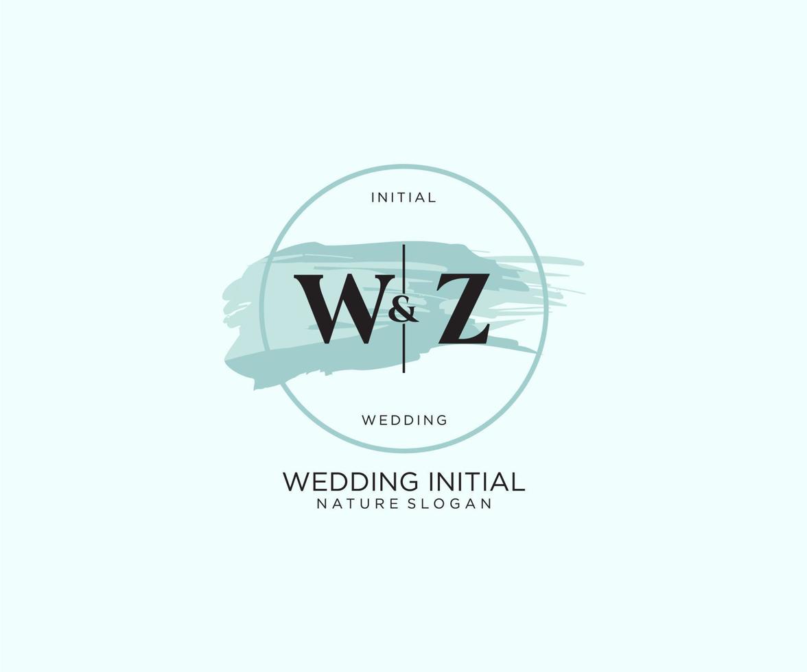 inicial wz letra belleza vector inicial logo, escritura logo de inicial firma, boda, moda, joyería, boutique, floral y botánico con creativo modelo para ninguna empresa o negocio.