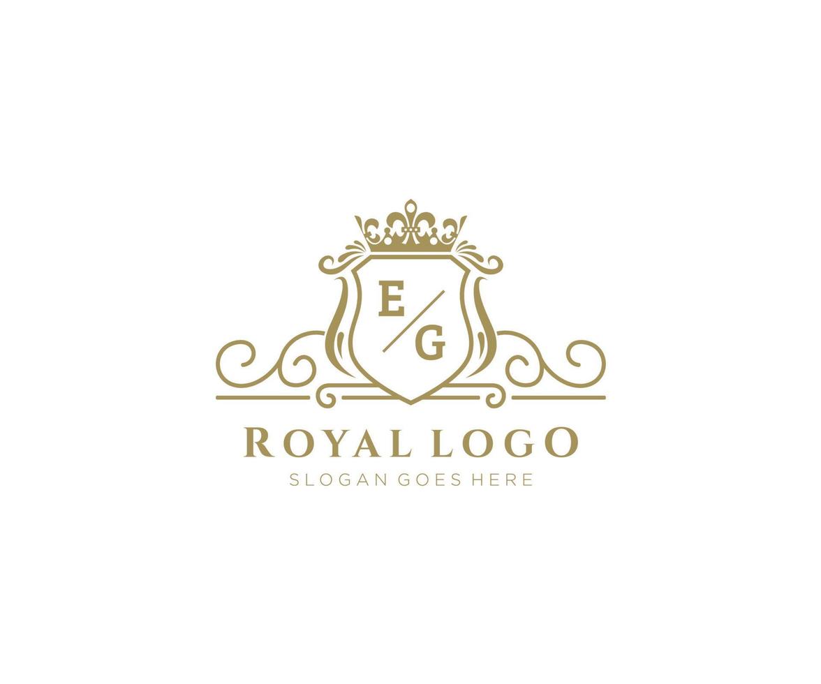 Initial EG Letter Luxurious Brand Logo Template, for Restaurant, Royalty, Boutique, Cafe, Hotel, Heraldic, Jewelry, Fashion and other vector illustration.