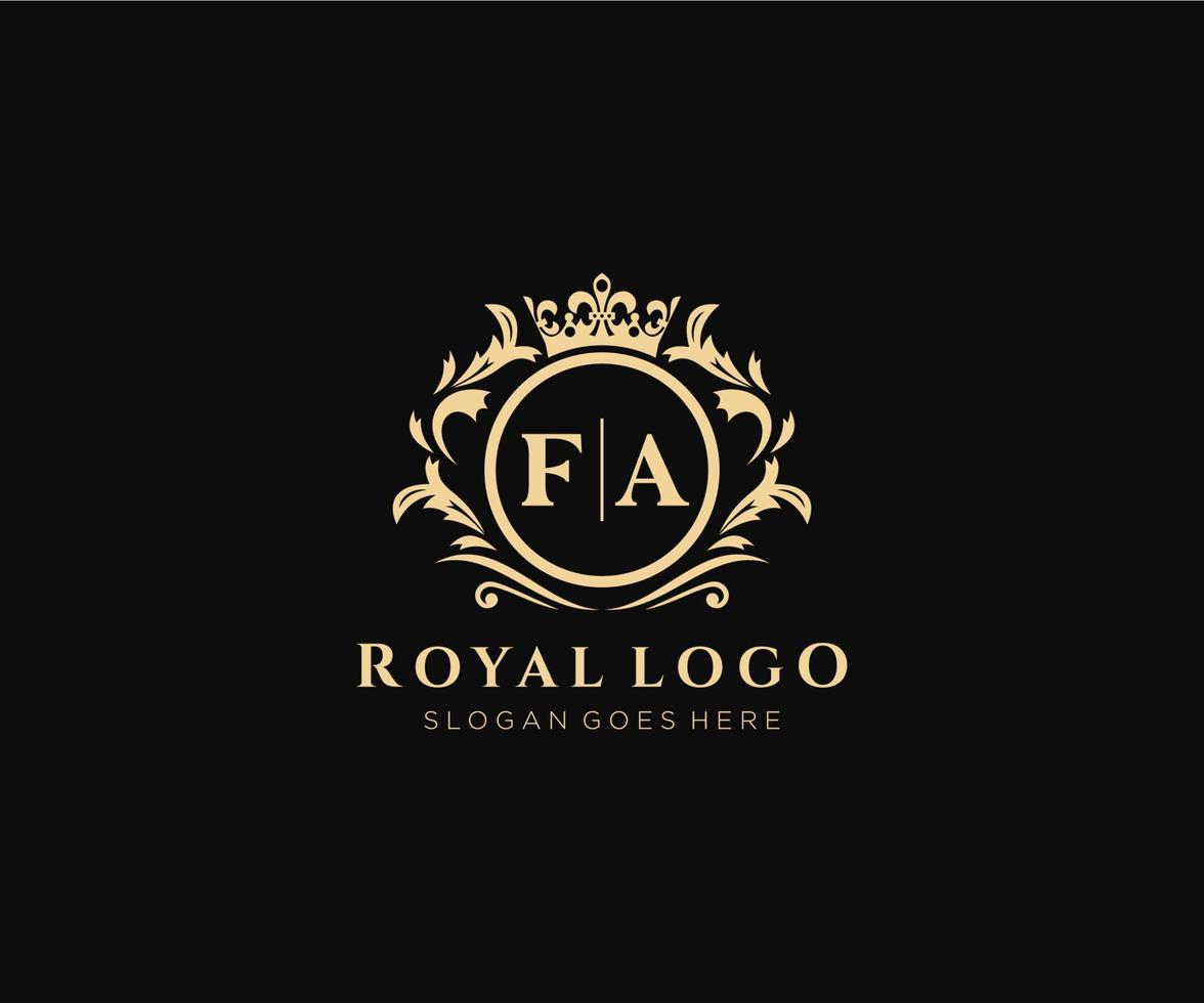 inicial fa letra lujoso marca logo plantilla, para restaurante, realeza, boutique, cafetería, hotel, heráldico, joyas, Moda y otro vector ilustración.