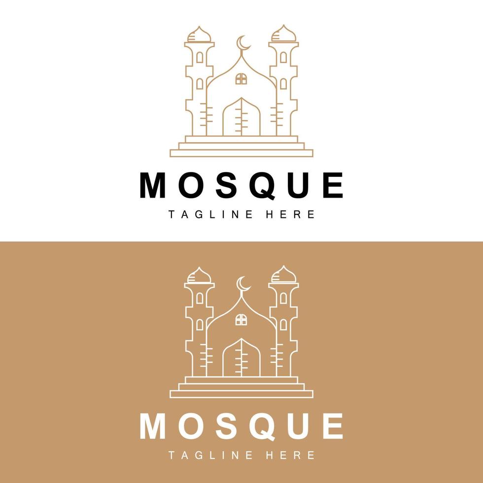 Mosque Logo, Islamic Worship Design, Eid Al Fitr Mosque Building Vector Icon Template, Ramadan, Eid Al Adha