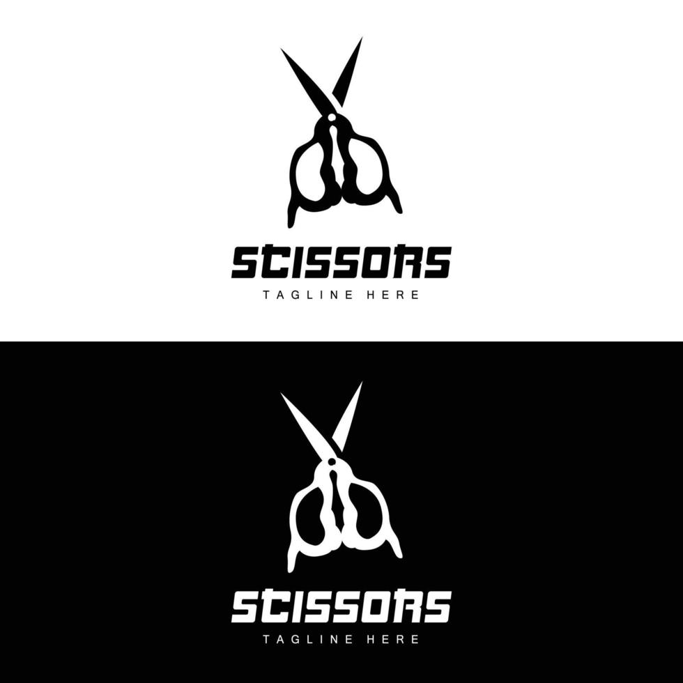 Scissors Logo, Cutting Tools Vector, Barbershop Razor Scissors Simple Design, Illustration Template Icon vector