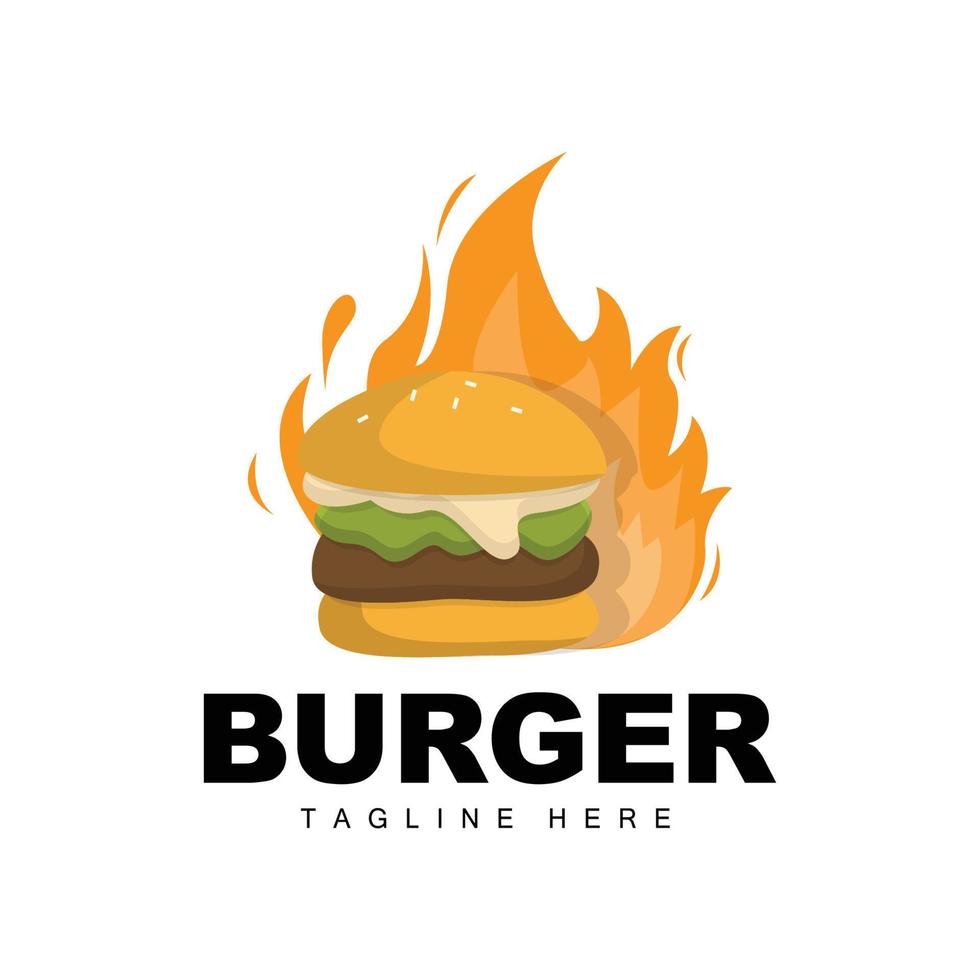 Burger Logo, Bread Vector, Meat And Vegetable, Fast Food Design, Burger Shop And Product Brand Icon Illustration vector