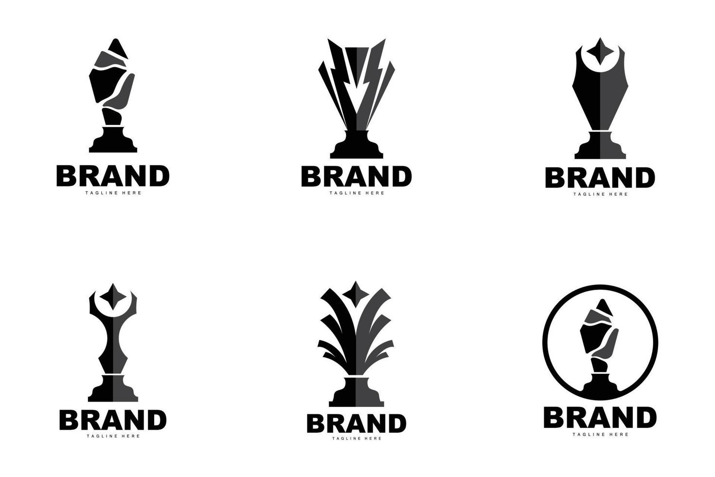 Trophy Logo Design, Award Winner Championship Trophy Vector, Success Brand vector