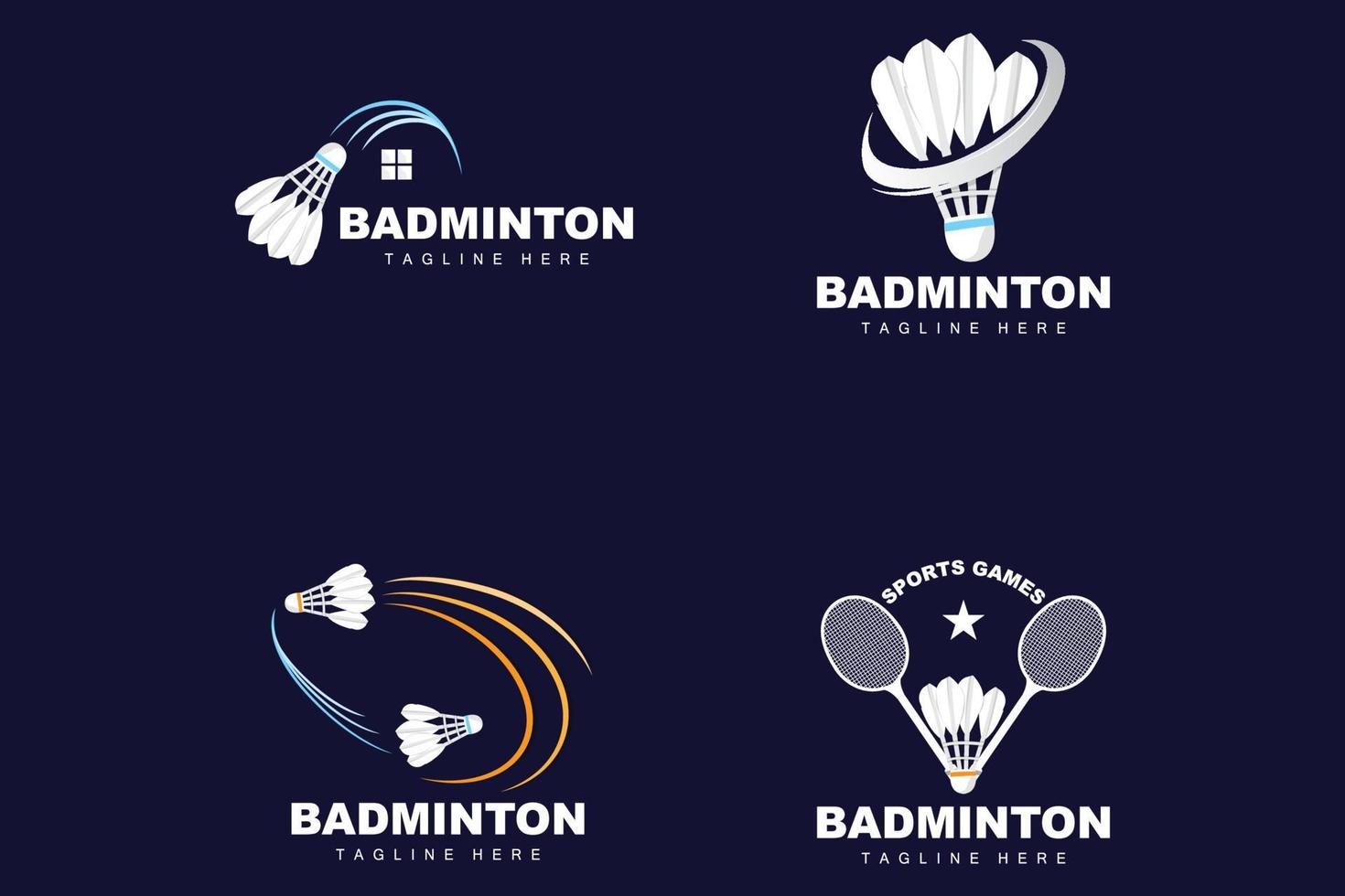 logotipo de bádminton, vector de juego deportivo con raqueta de volante, diseño de rama deportiva, icono de plantilla