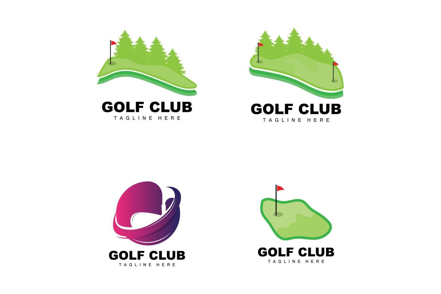 logotipo de pelota de golf, golf de palo vectorial. juego de deportes al aire libre, diseño de disciplina, plantilla de icono vector