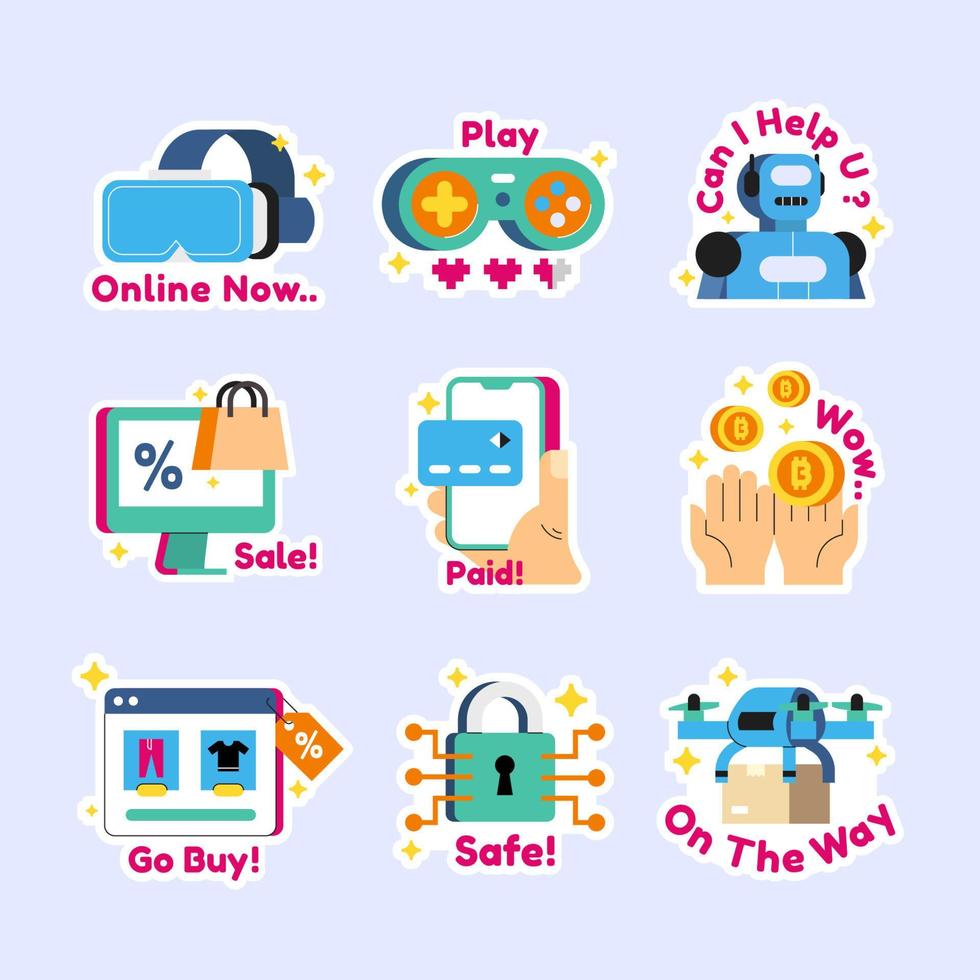 Online Technology Stickers vector