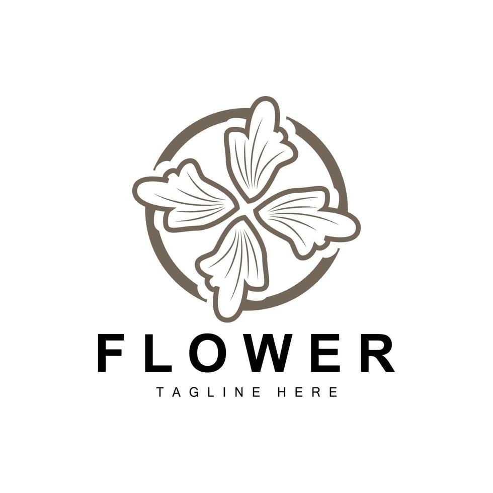Flower Logo, Flower Garden Design With Simple Style Vector Product Brand, Beauty Care, Natural