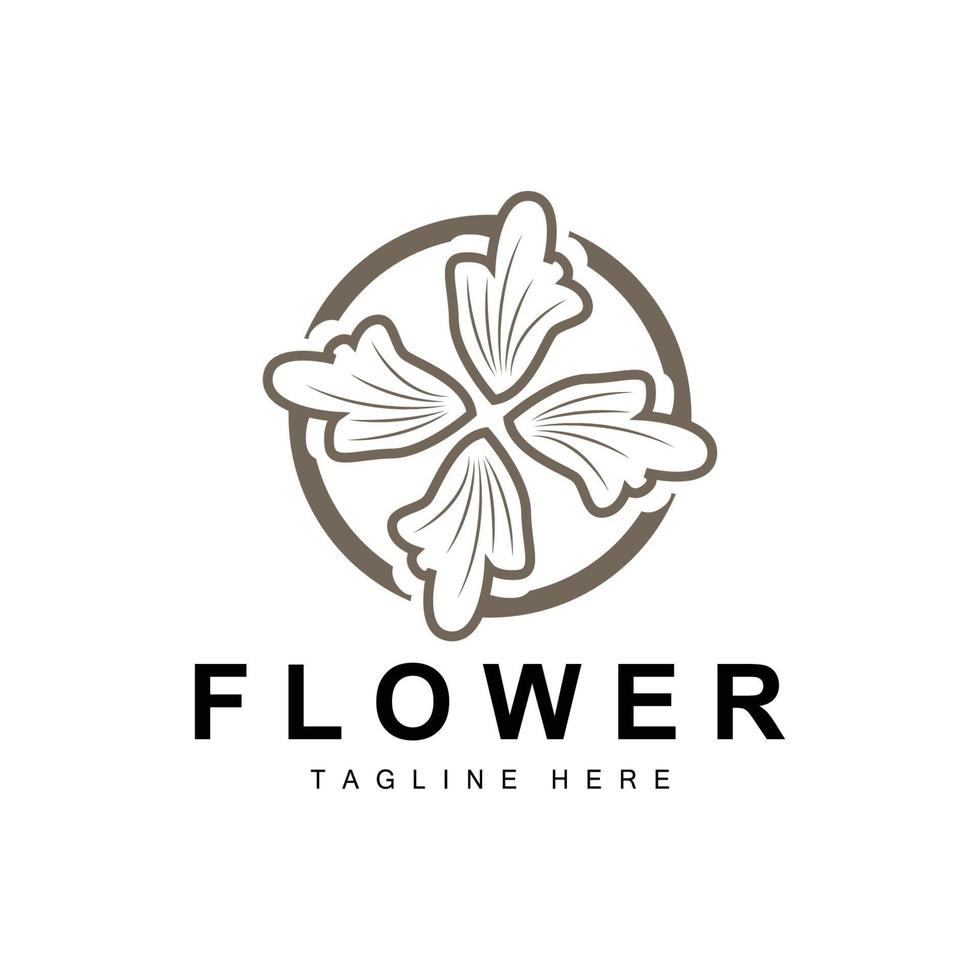 logotipo de flor, diseño de jardín de flores con marca de producto de vector de estilo simple, cuidado de la belleza, natural