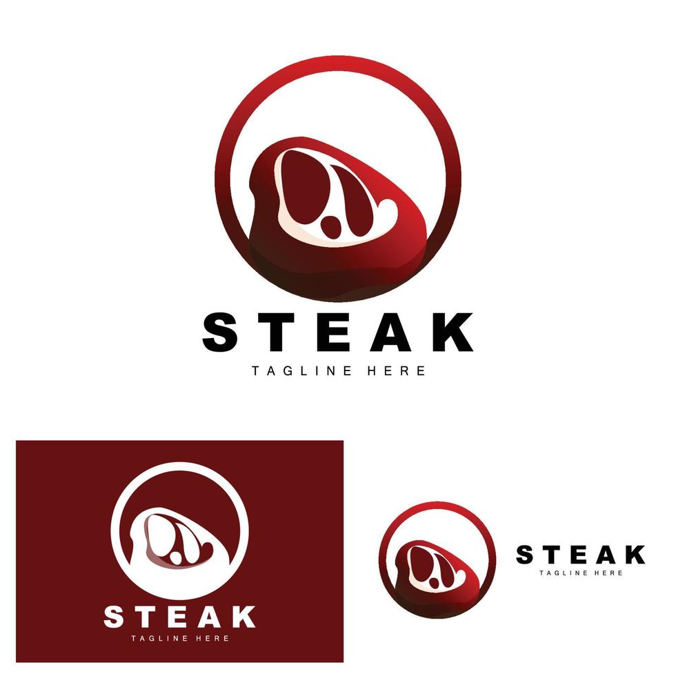 Beef Logo, Meat Steak Vector, Grill Cuisine Design, Steak Restaurant Brand Template Icon vector