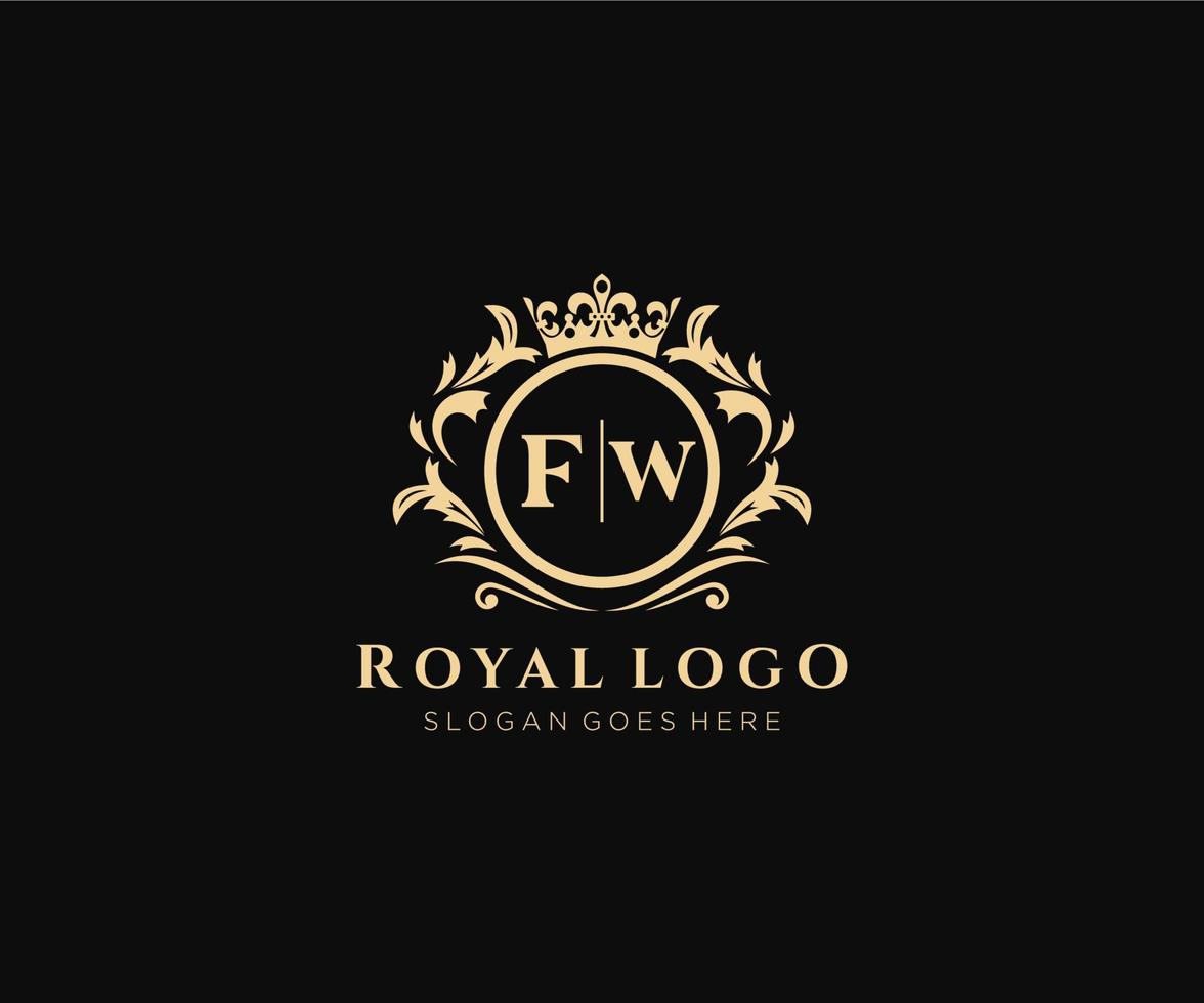 inicial fw letra lujoso marca logo plantilla, para restaurante, realeza, boutique, cafetería, hotel, heráldico, joyas, Moda y otro vector ilustración.