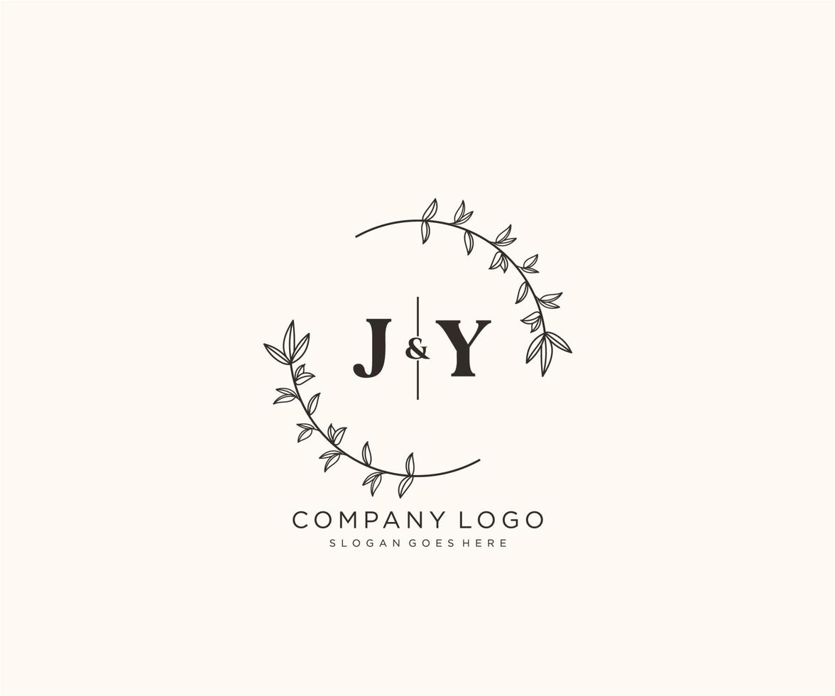 inicial jy letras hermosa floral femenino editable prefabricado monoline logo adecuado para spa salón piel pelo belleza boutique y cosmético compañía. vector