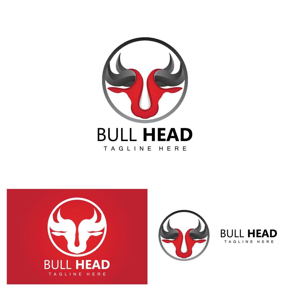 Bull Head Logo, Farm Animal Vector, Livestock Illustration, Company Brand Icon vector